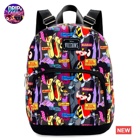 Canvas Mini Backpack Adjustable Straps Disney Villains Print Daypack Travel main image 6